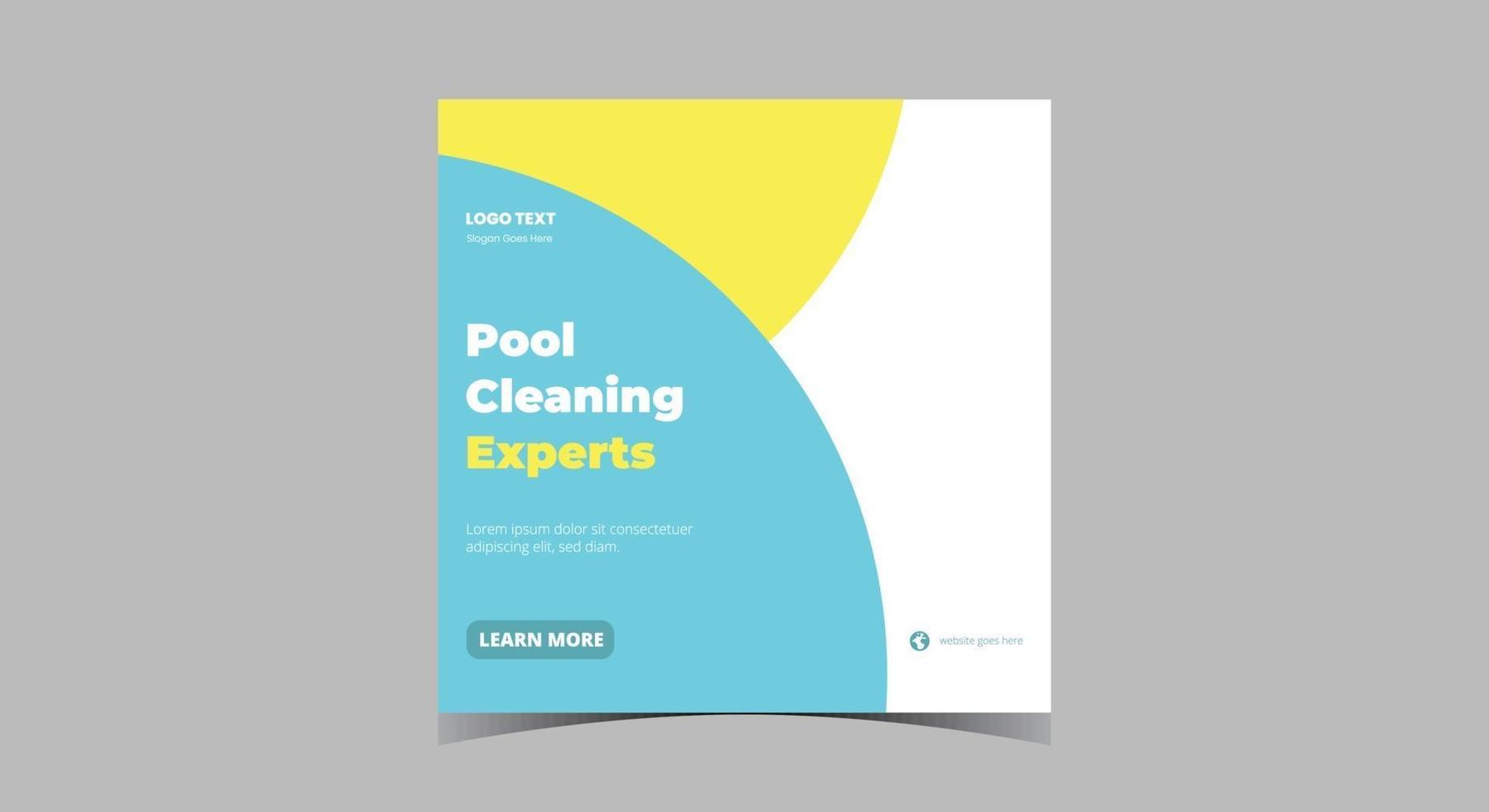 Pool cleaning service social media post vector