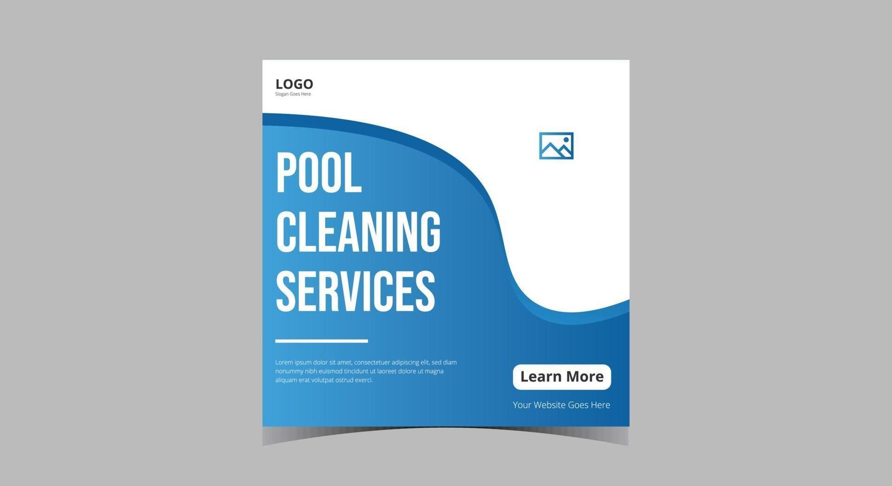 Pool cleaning service social media post vector