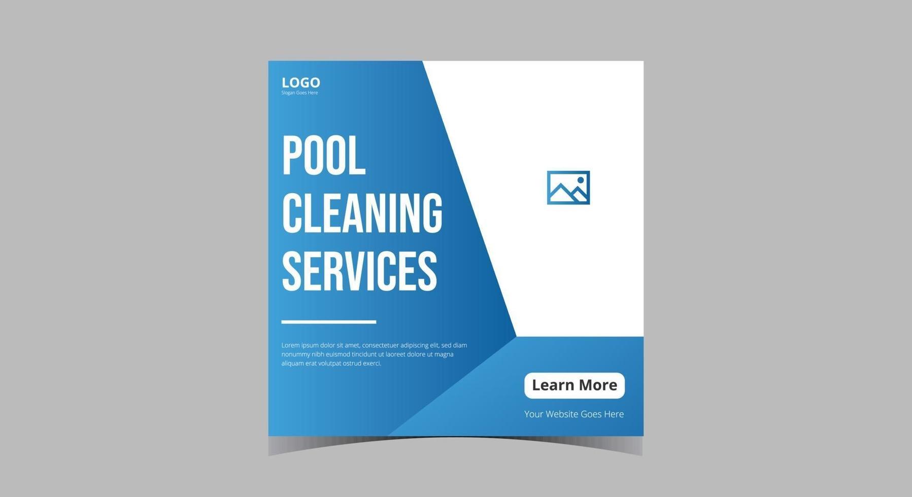 Pool cleaning service social media post vector