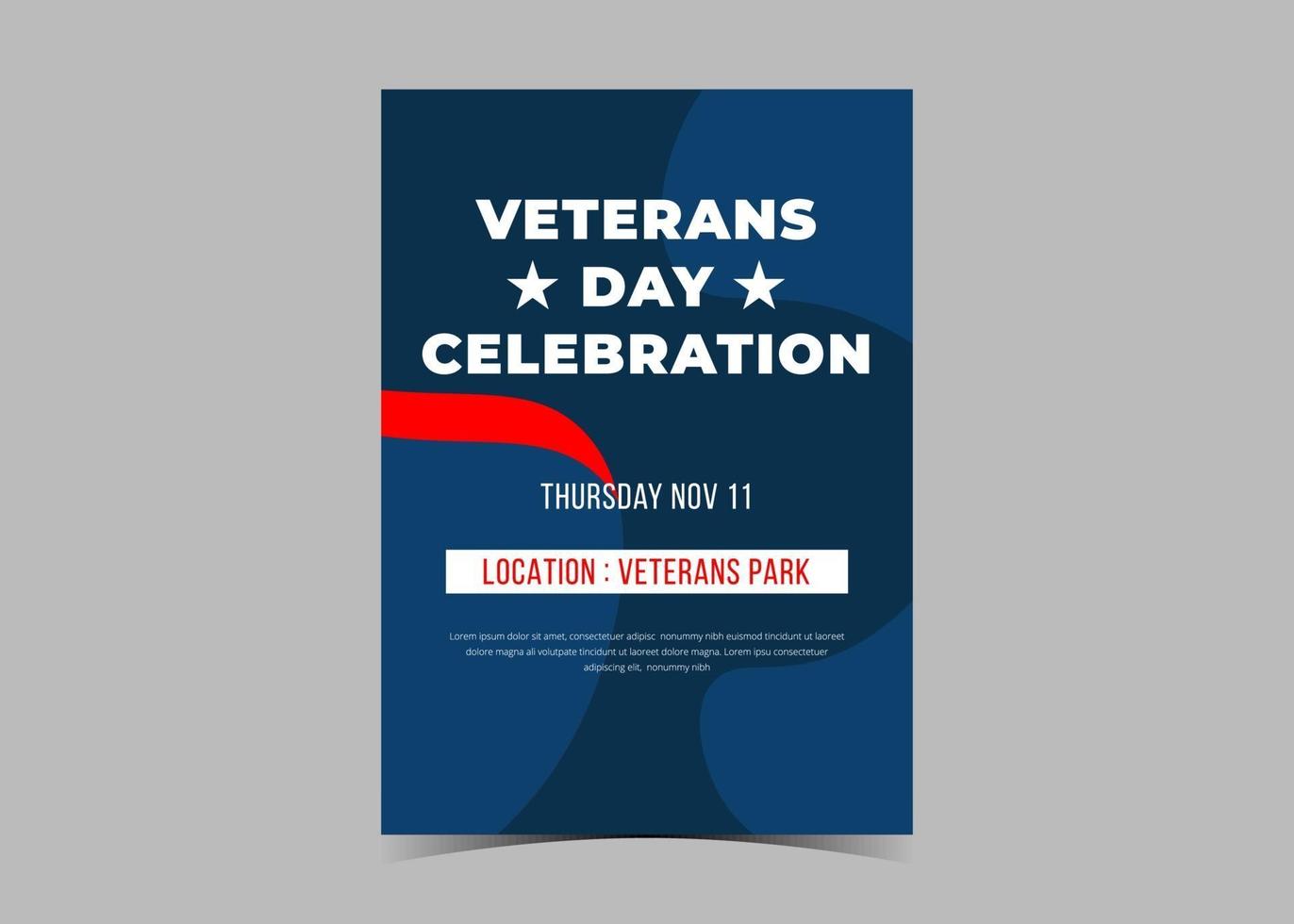 Veterans day flyer design.  American veterans day celebration flyer vector