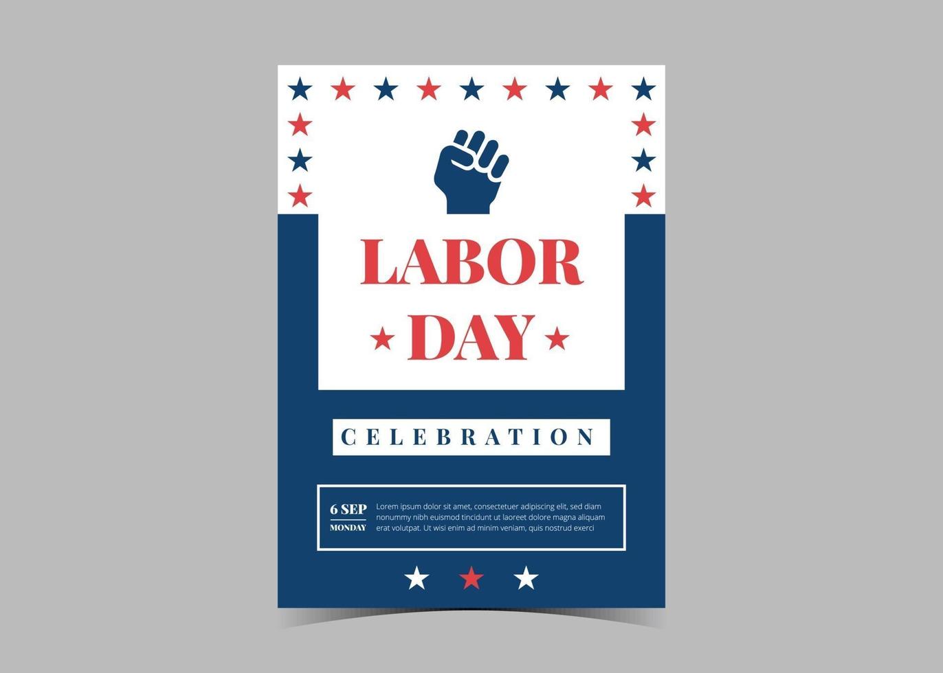 Labor day celebration flyer template design. Labor day event poster vector