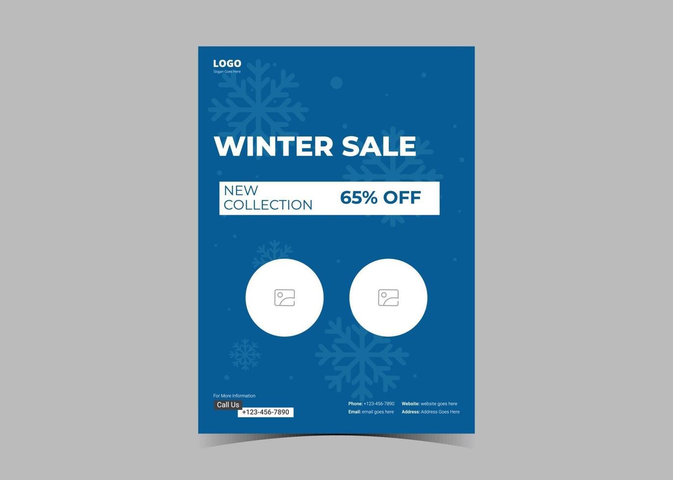 plantilla de volante de venta de invierno. cartel de volante de descuento de compras de invierno vector