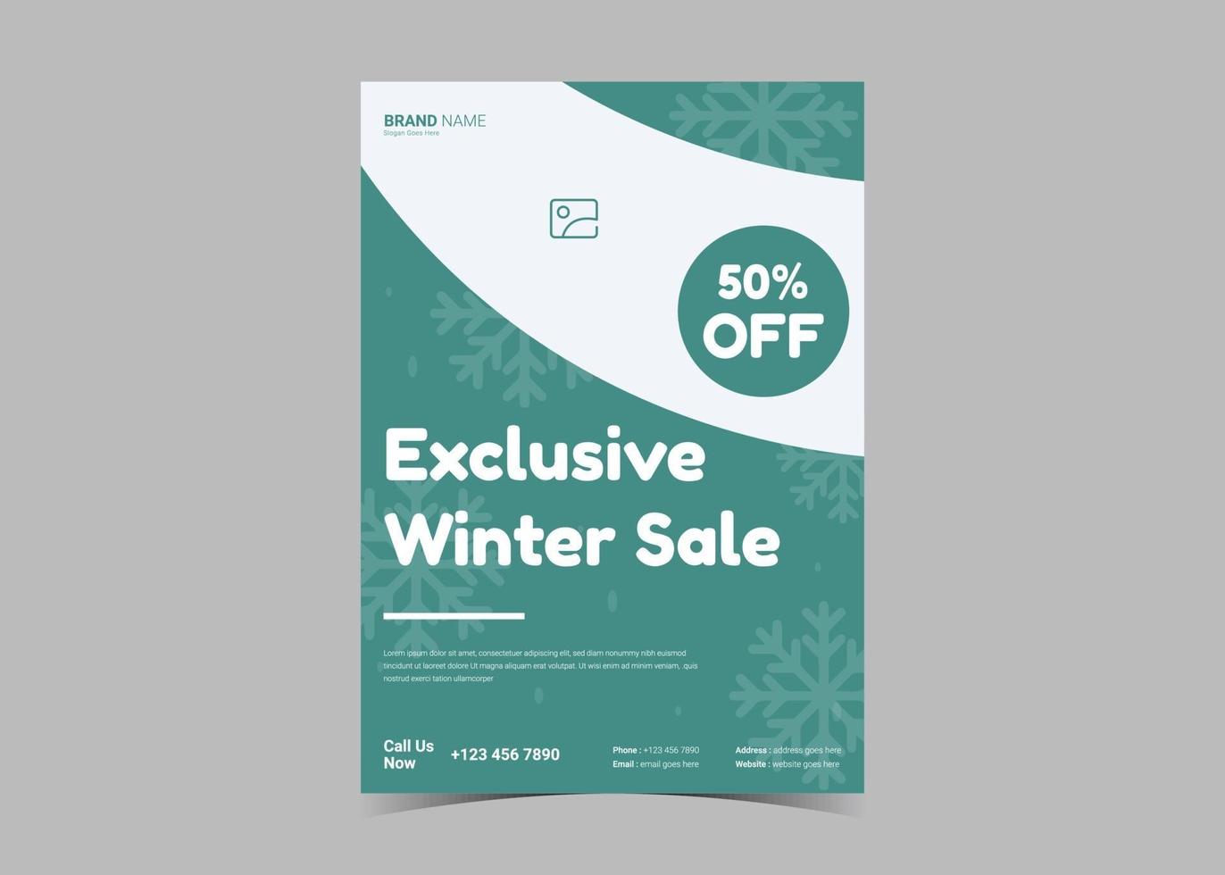 Winter sale flyer template. Winter shopping discount flyer poster vector