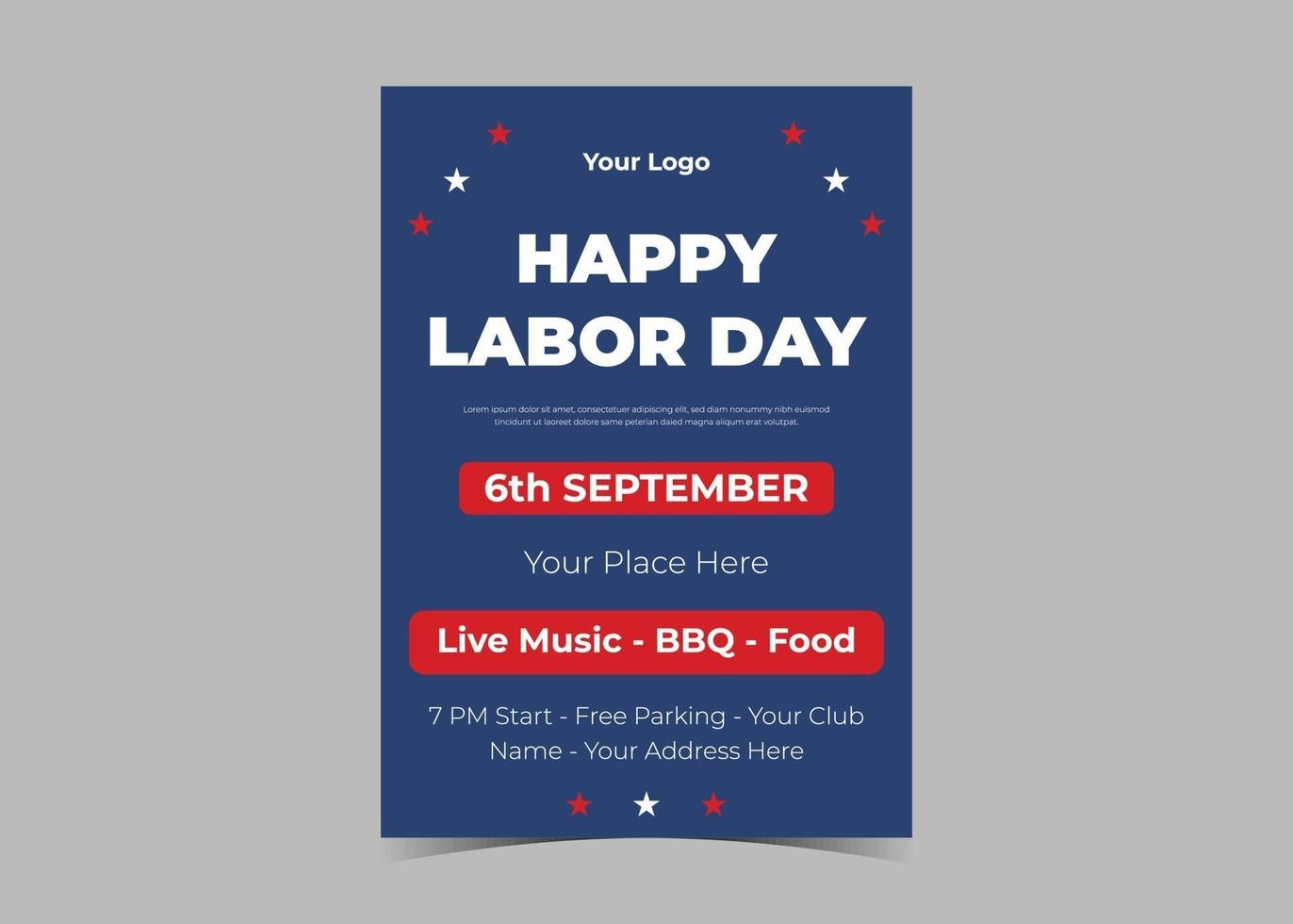 Labor day celebration flyer template design. Labor day event poster vector