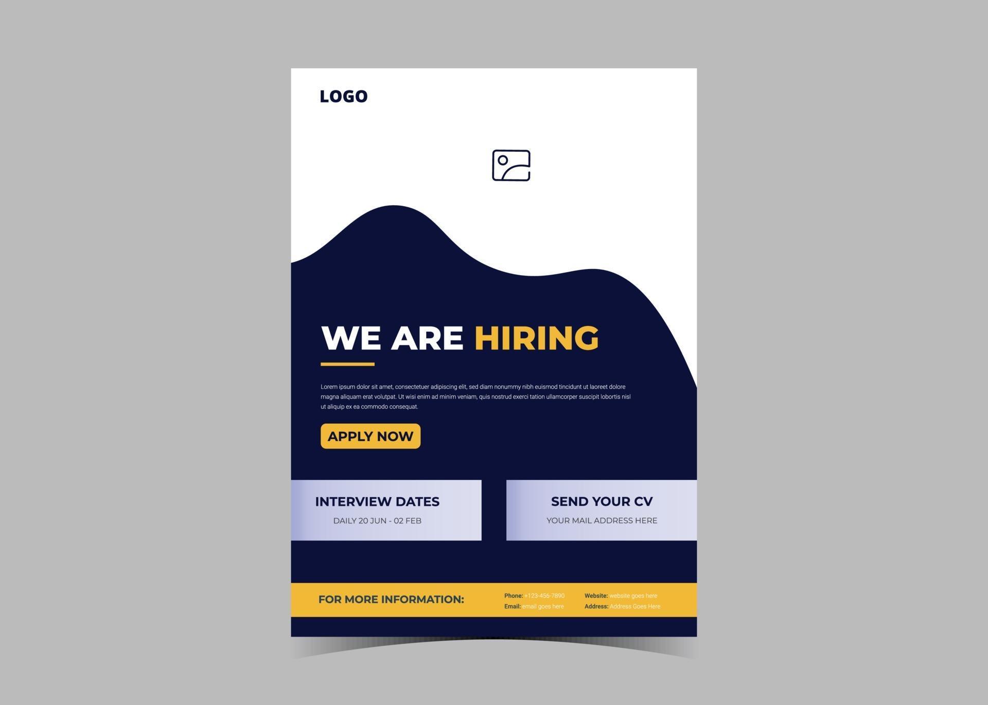 We are hiring flyer design. Job offer leaflet template. Job vacancy