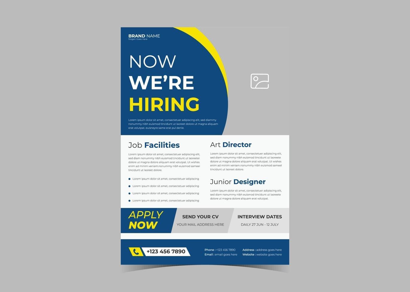 We are hiring flyer design. Job offer leaflet template. Job vacancy vector