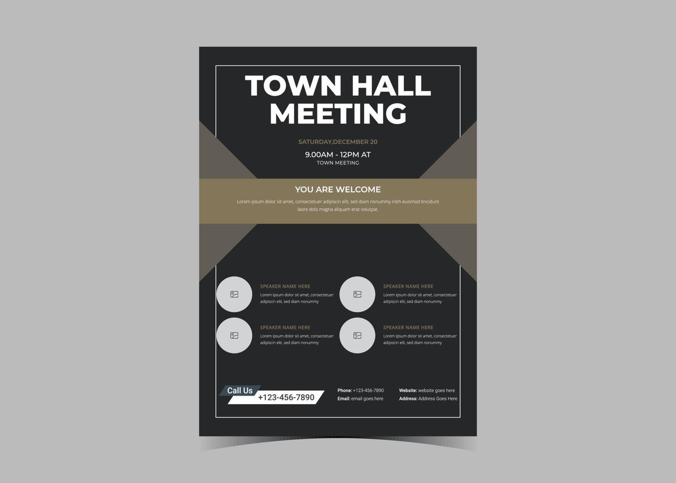 Town hall meeting flyer template. Town hall meeting flyer samples vector