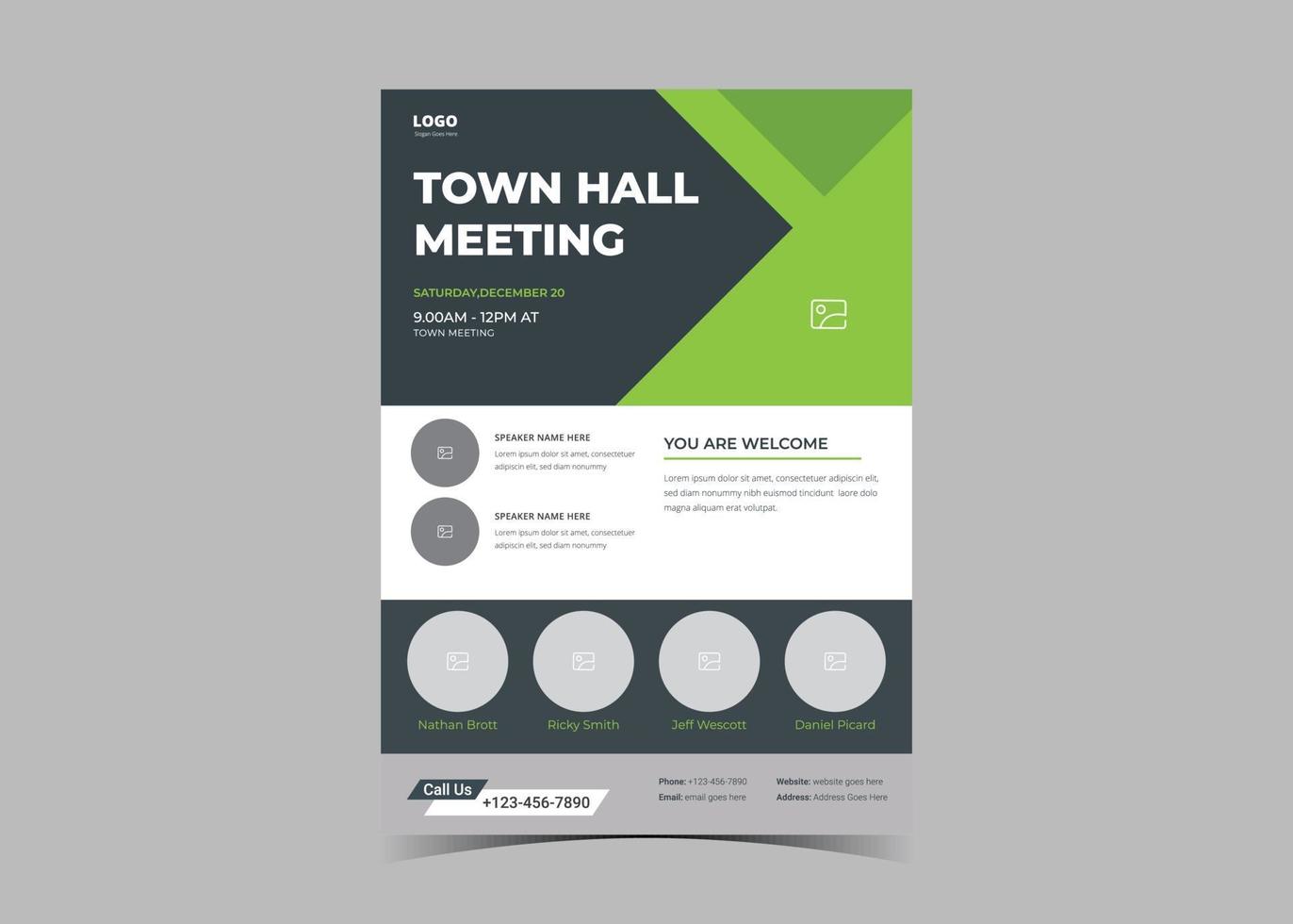 Town hall meeting flyer template. Town hall meeting flyer samples vector
