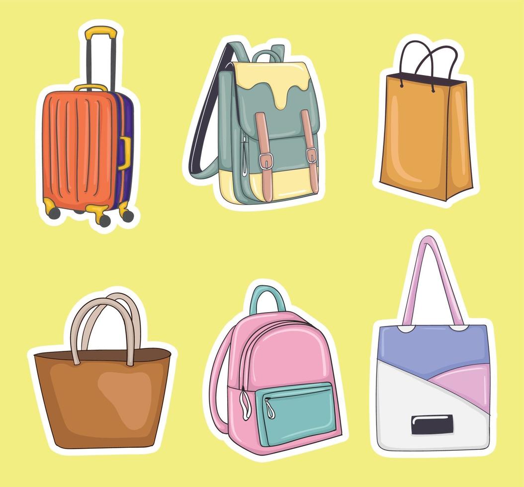 Colorful Hand Drawn Bags Illustration Collection vector