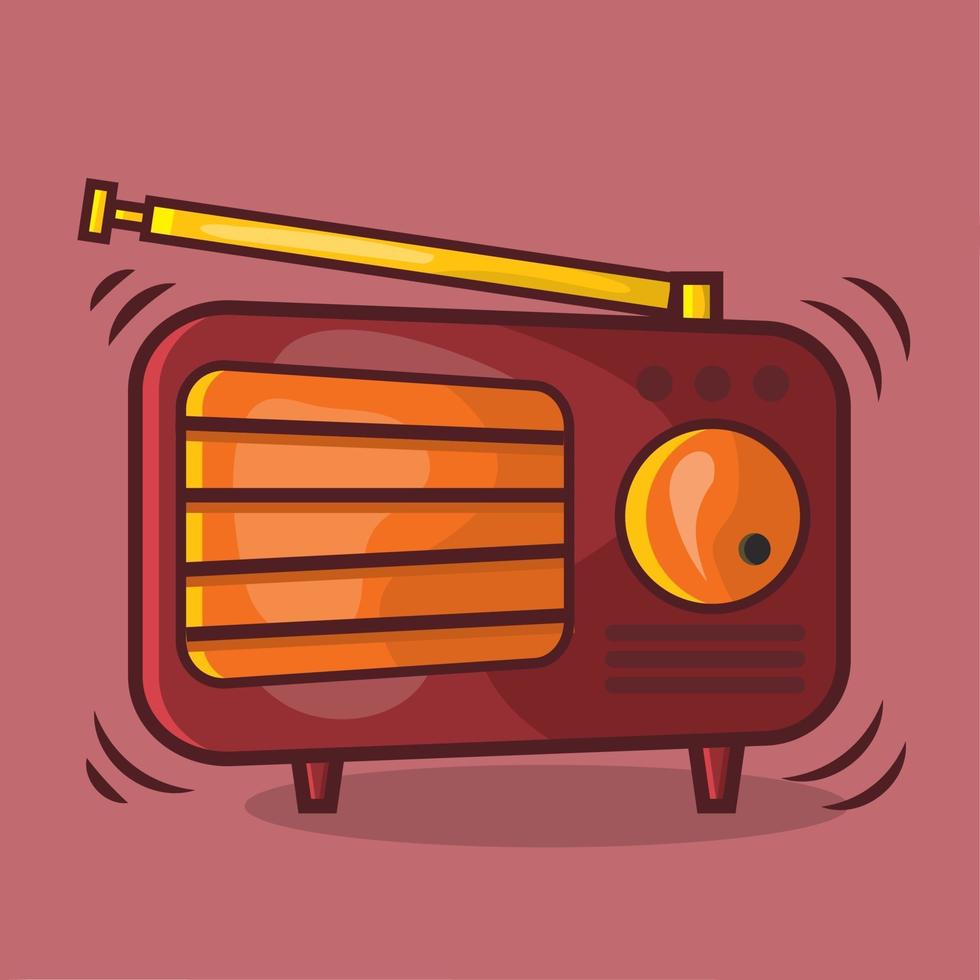 electronic old radio illustration in flat style vector