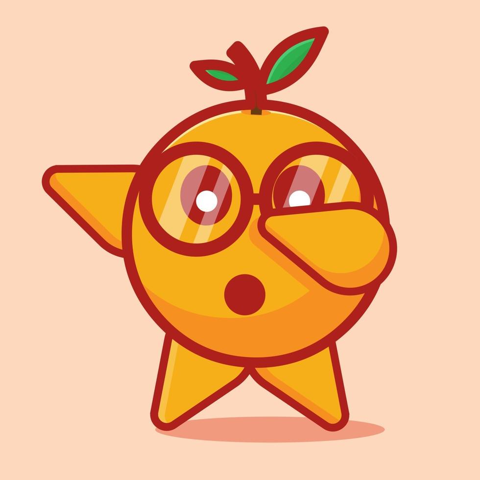 cute orange mascot  do dubbing pose isolated illustration vector