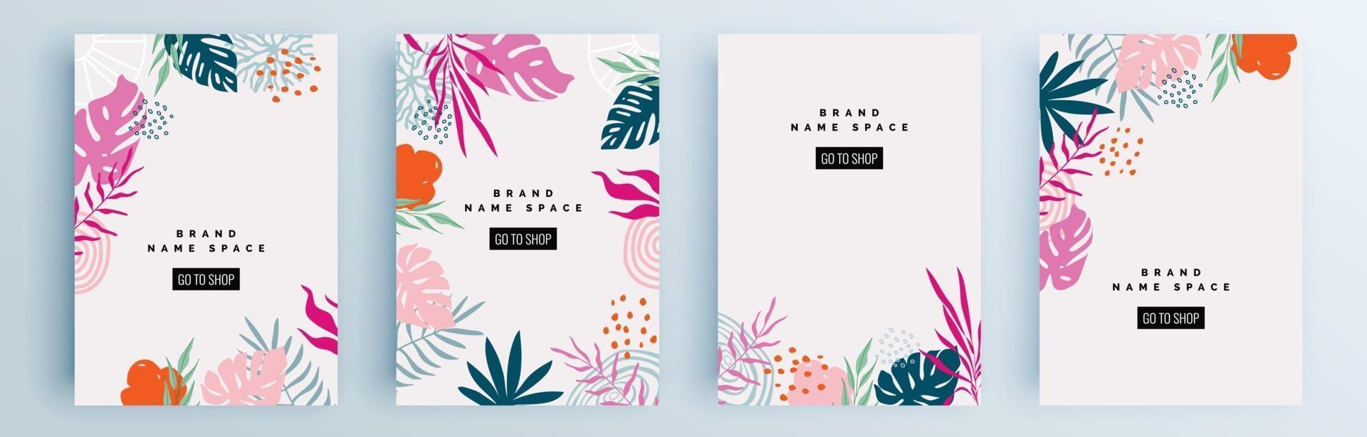 Modern abstract covers set, minimal covers design, colorful geometric vector