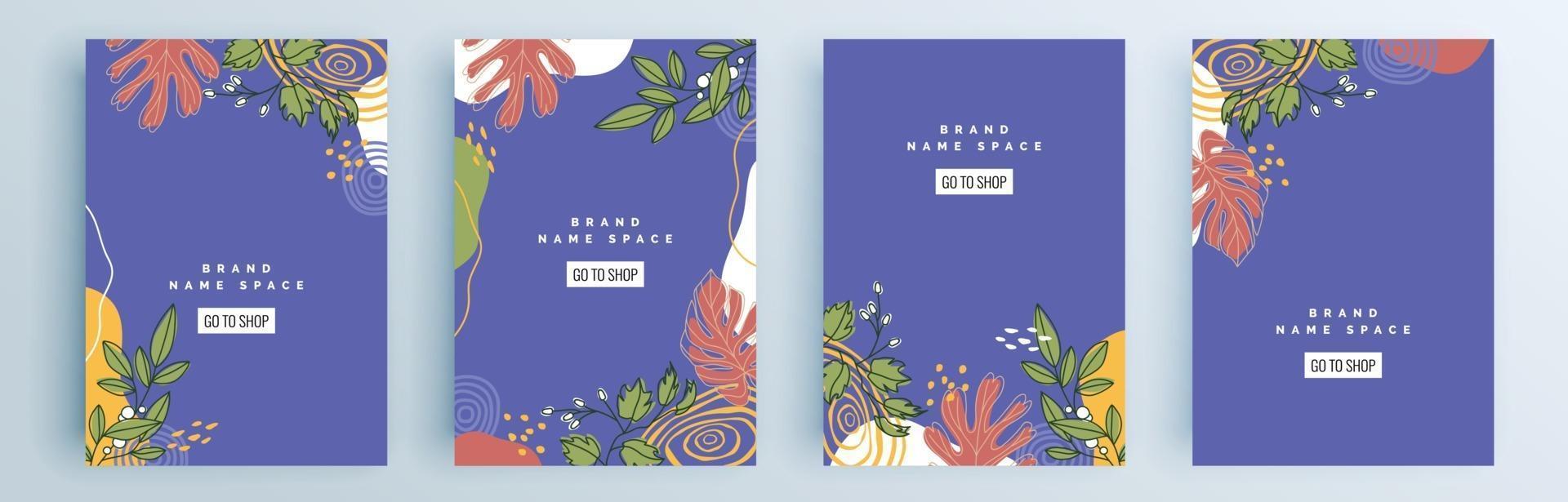 Modern abstract covers set, minimal covers design, colorful geometric vector