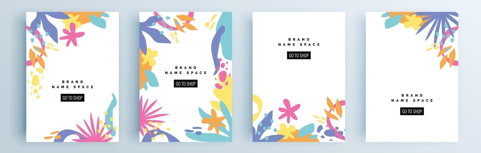 Modern abstract covers set, minimal covers design, colorful geometric vector