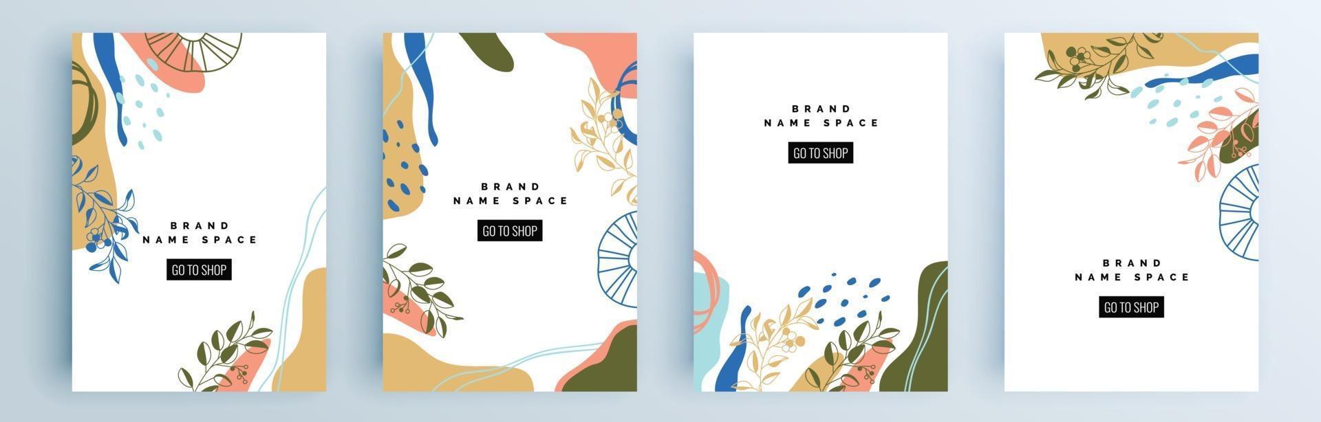 Modern abstract covers set, minimal covers design, colorful geometric vector