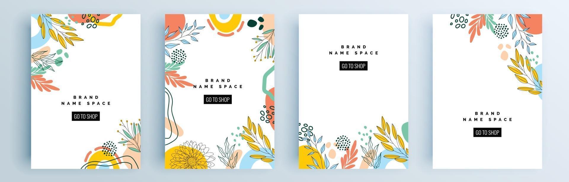 Modern abstract covers set, minimal covers design, colorful geometric vector