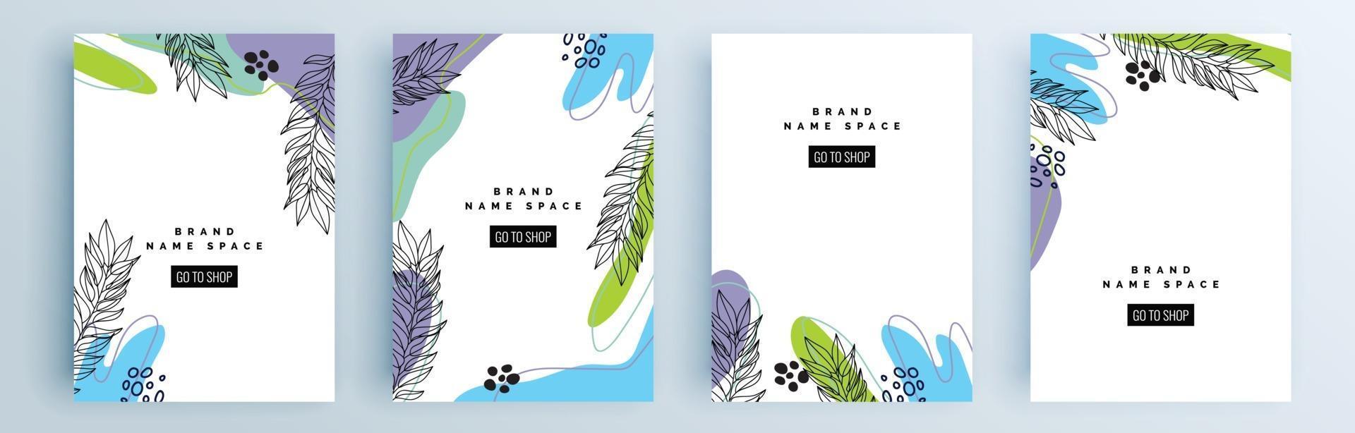 Modern abstract covers set, minimal covers design, colorful geometric vector