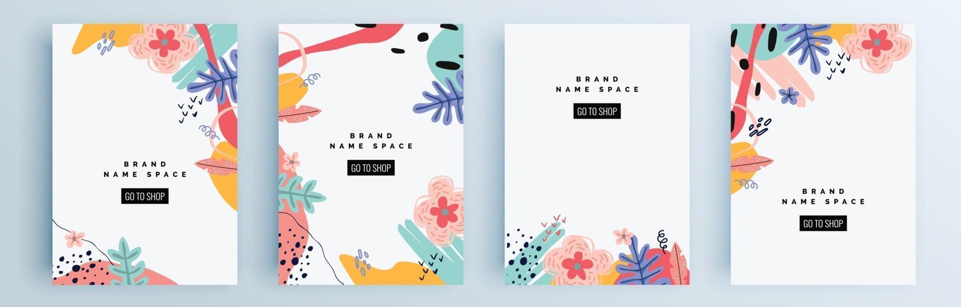 Modern abstract covers set, minimal covers design, colorful geometric vector