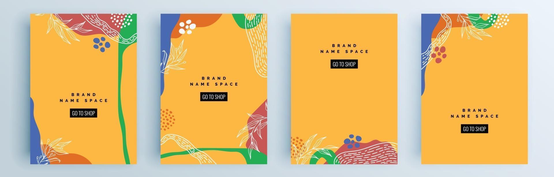 Modern abstract covers set, minimal covers design, colorful geometric vector