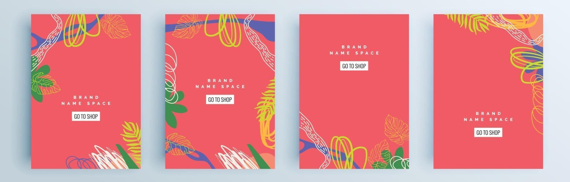 Modern abstract covers set, minimal covers design, colorful geometric vector