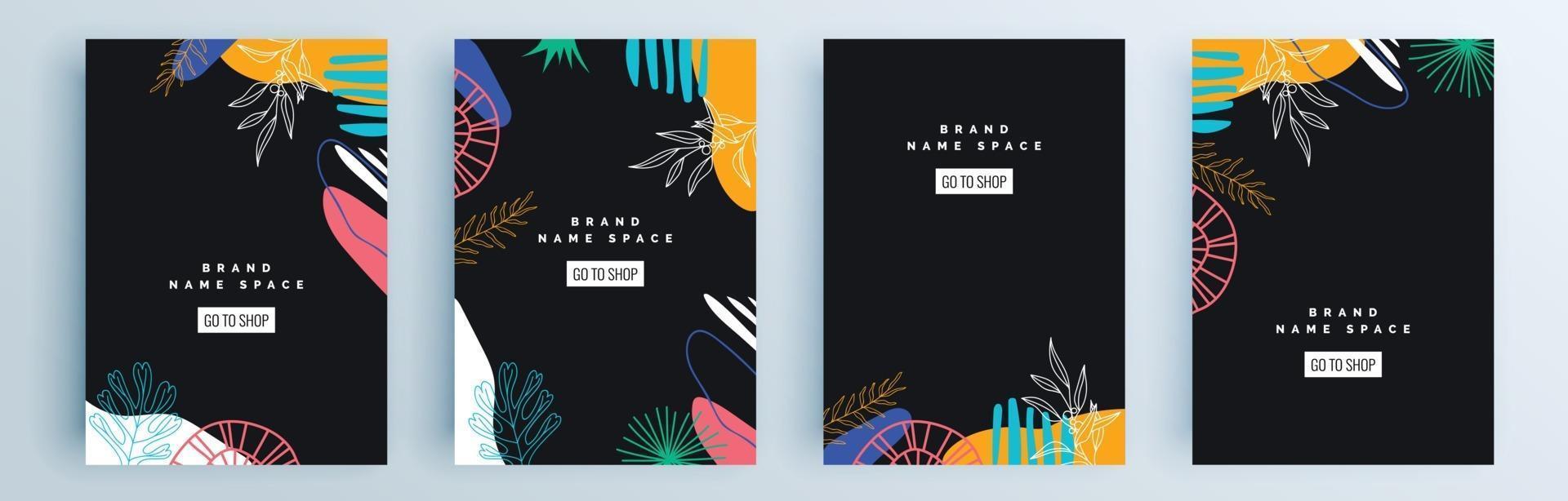 Modern abstract covers set, minimal covers design, colorful geometric vector