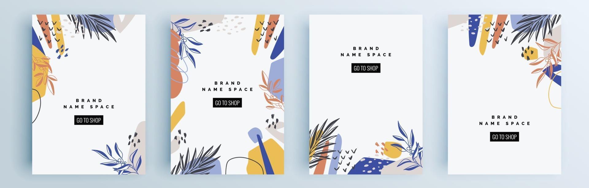 Modern abstract covers set, minimal covers design, colorful geometric vector