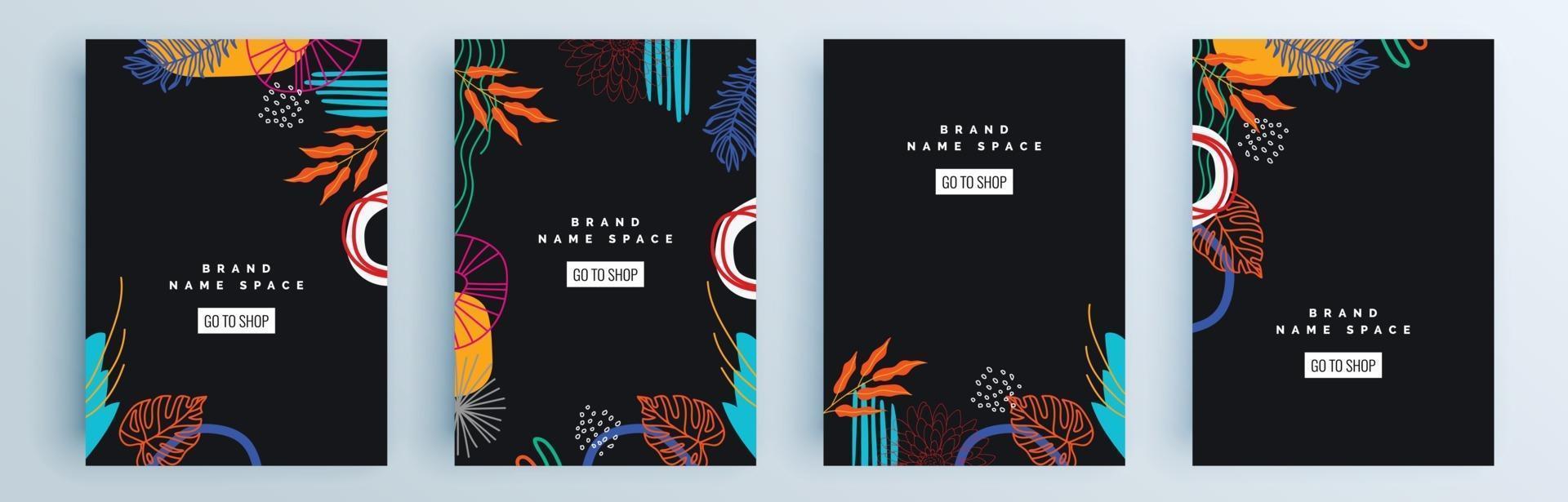 Modern abstract covers set, minimal covers design, colorful geometric vector
