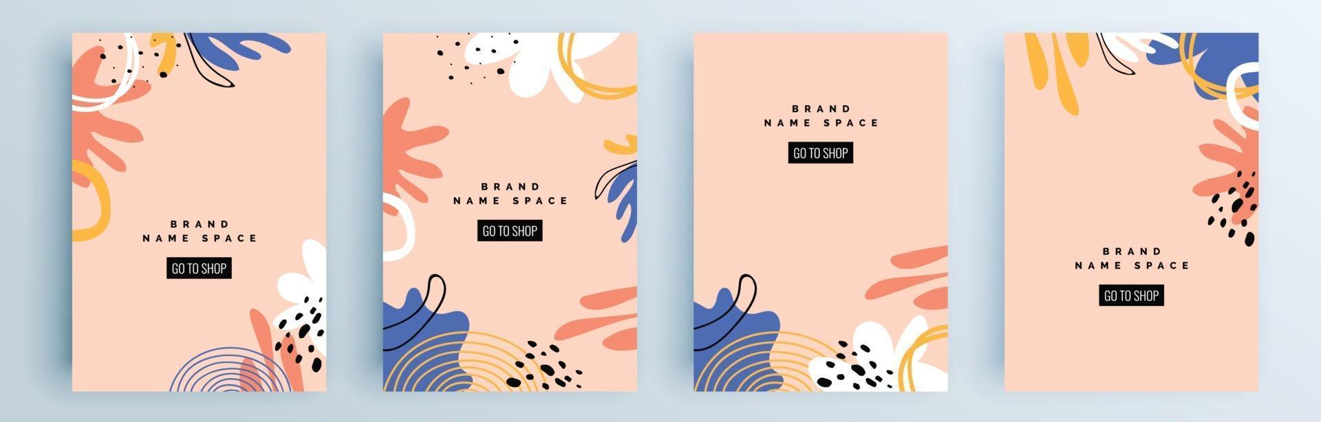 Modern abstract covers set, minimal covers design, colorful geometric vector