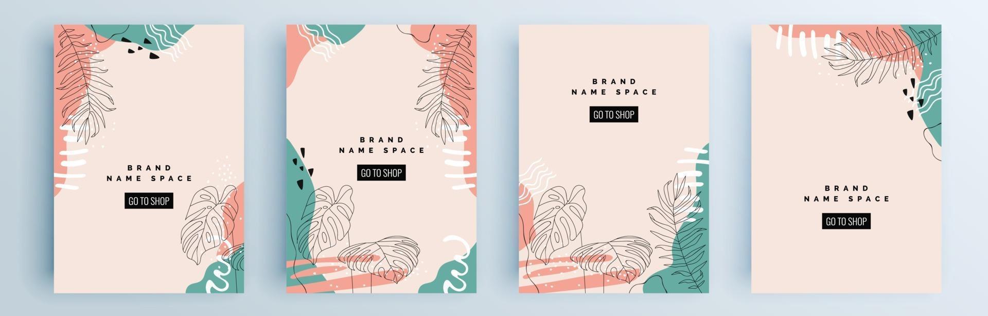 Modern abstract covers set, minimal covers design, colorful geometric vector