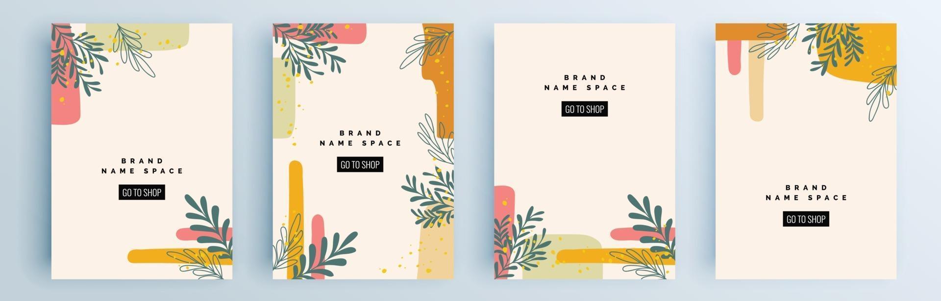 Modern abstract covers set, minimal covers design, colorful geometric vector