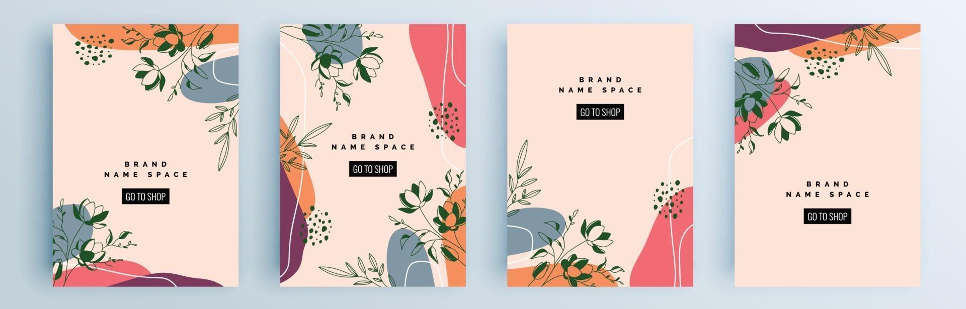 Modern abstract covers set, minimal covers design, colorful geometric vector