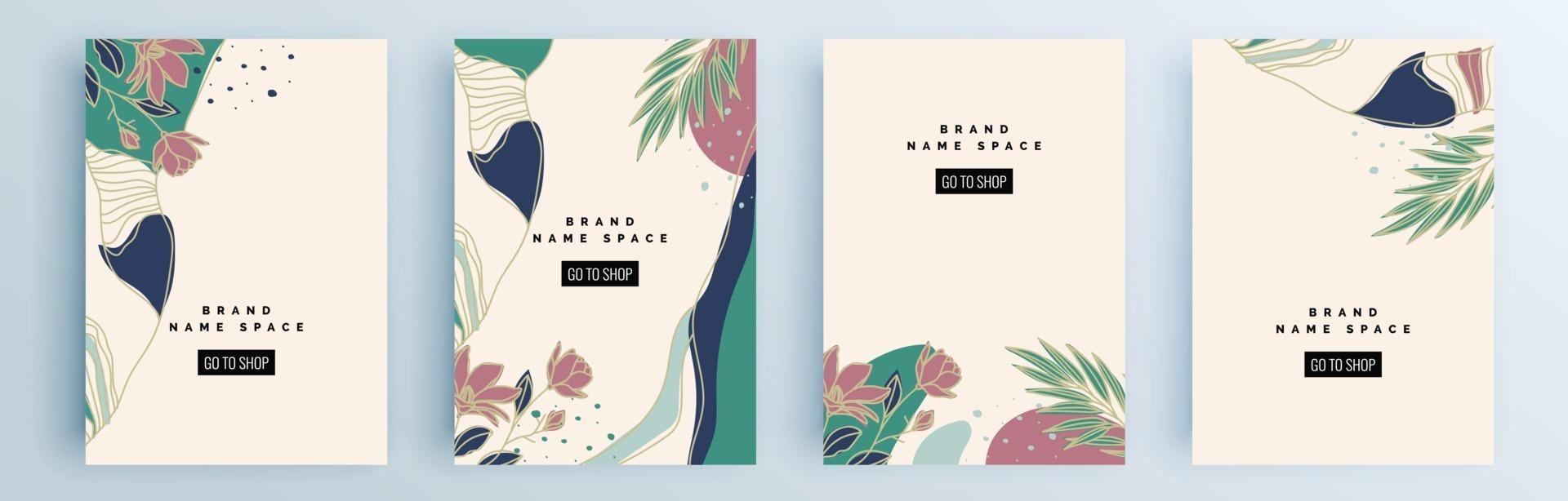 Modern abstract covers set, minimal covers design, colorful geometric vector