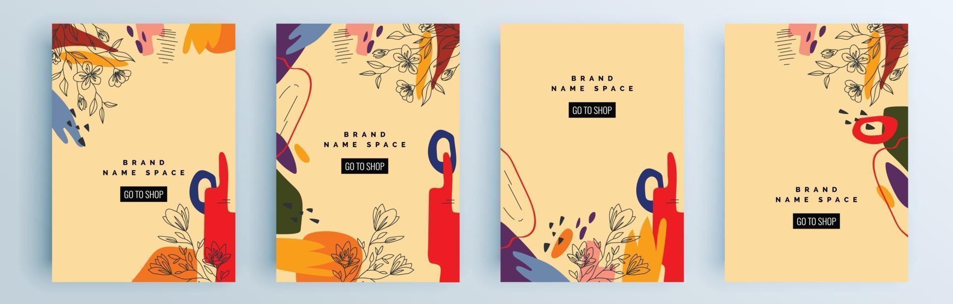 Modern abstract covers set, minimal covers design, colorful geometric vector