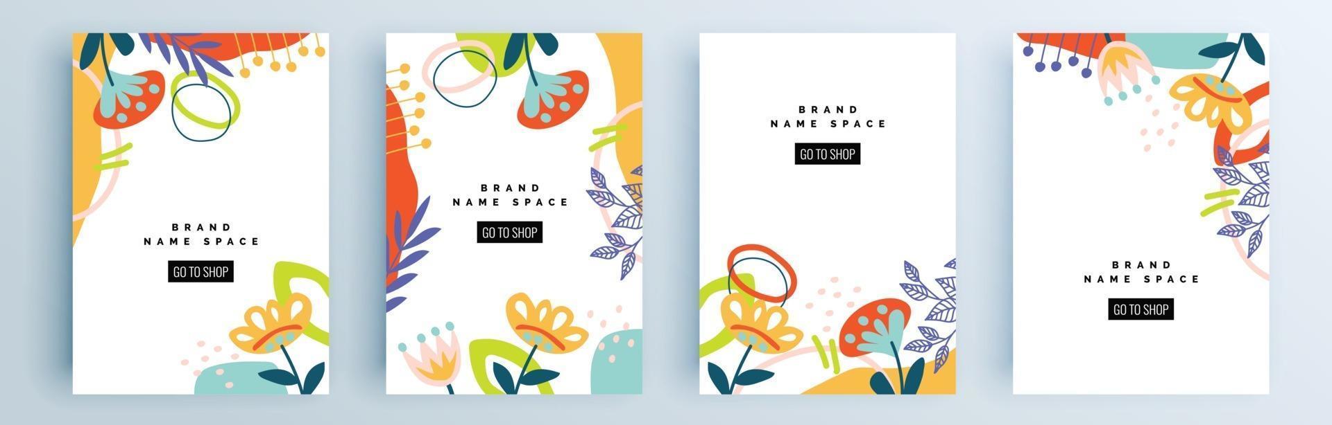 Modern abstract covers set, minimal covers design, colorful geometric vector