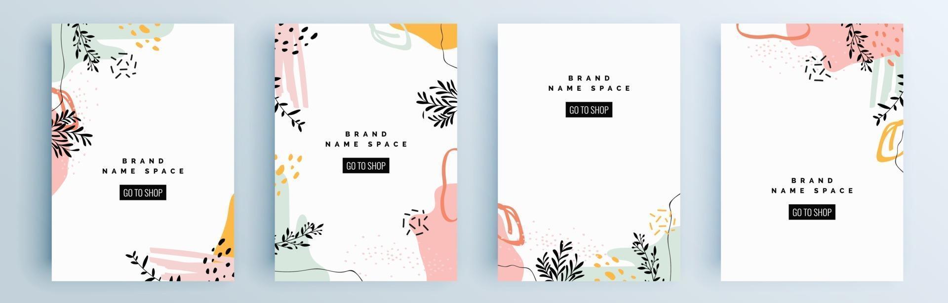 Modern abstract covers set, minimal covers design, colorful geometric vector