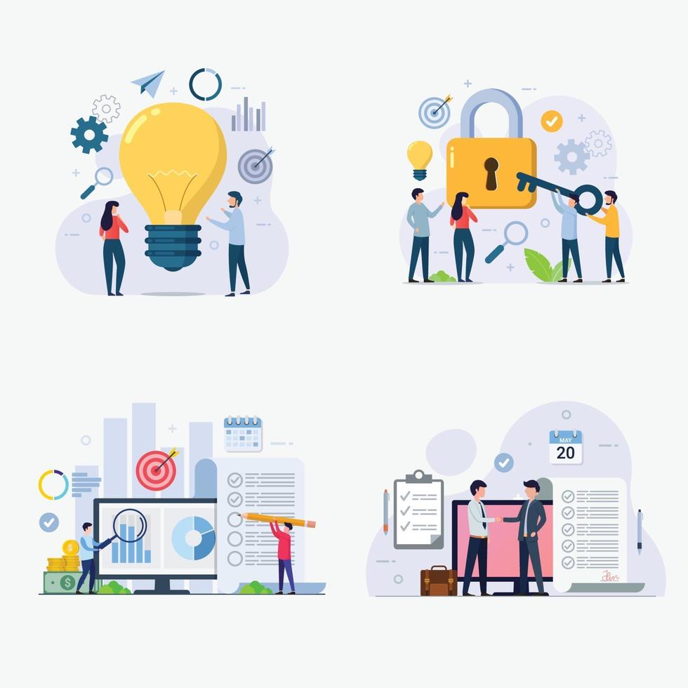 Set of business management design concept vector illustration