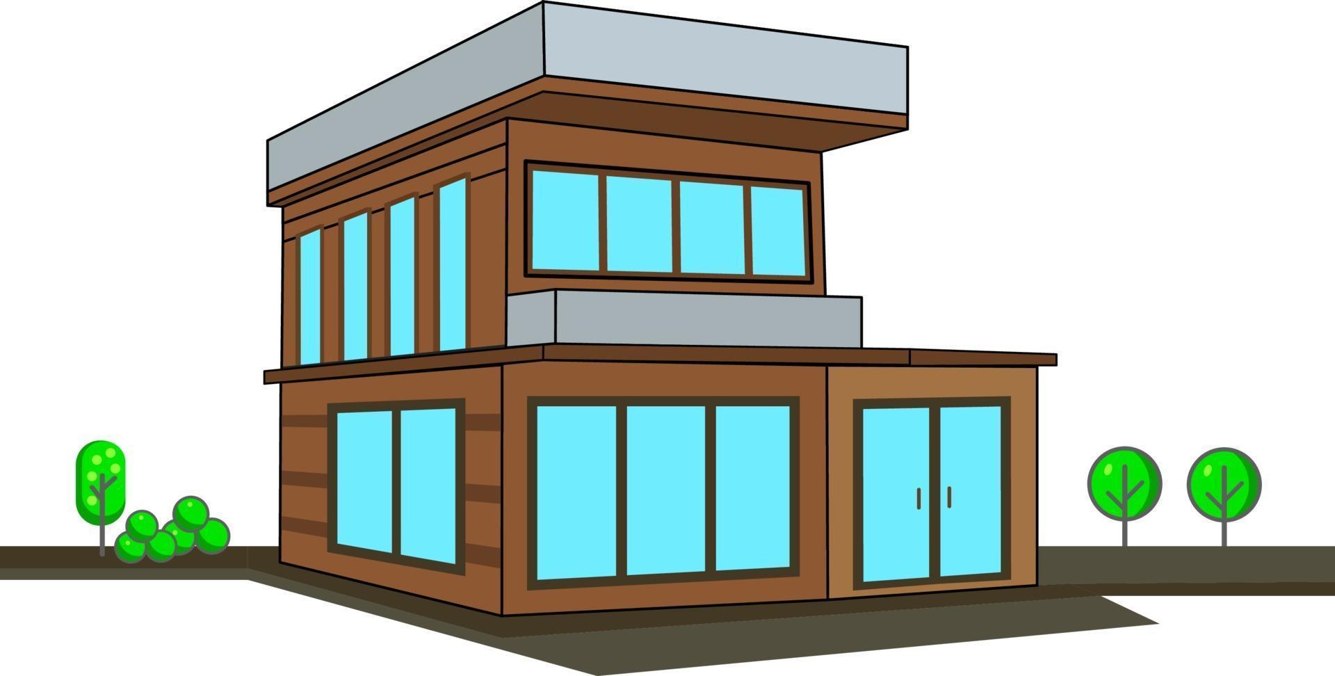 Modern wooden house vector illustration