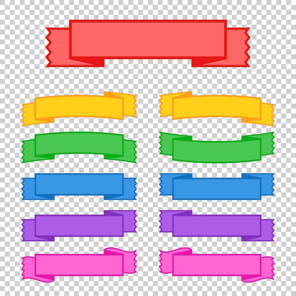 conjunto de banderas de cinta de colores. con espacio para texto. vector