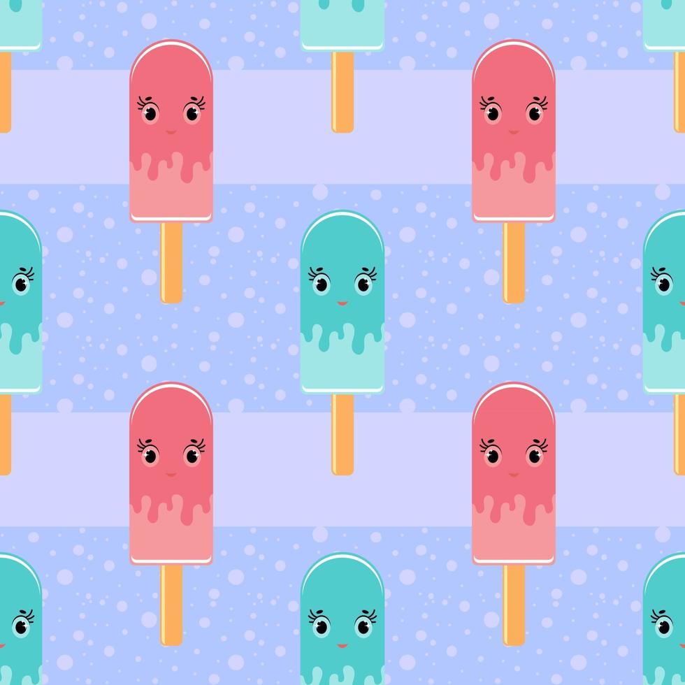 Colorful seamless pattern of cute melting ice-cream vector