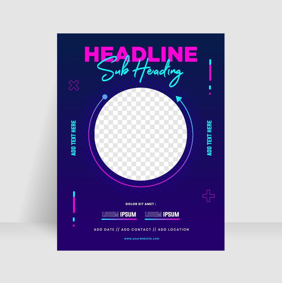 Electro Music Party Flyer Template, Urban Style with glow in the dark. vector
