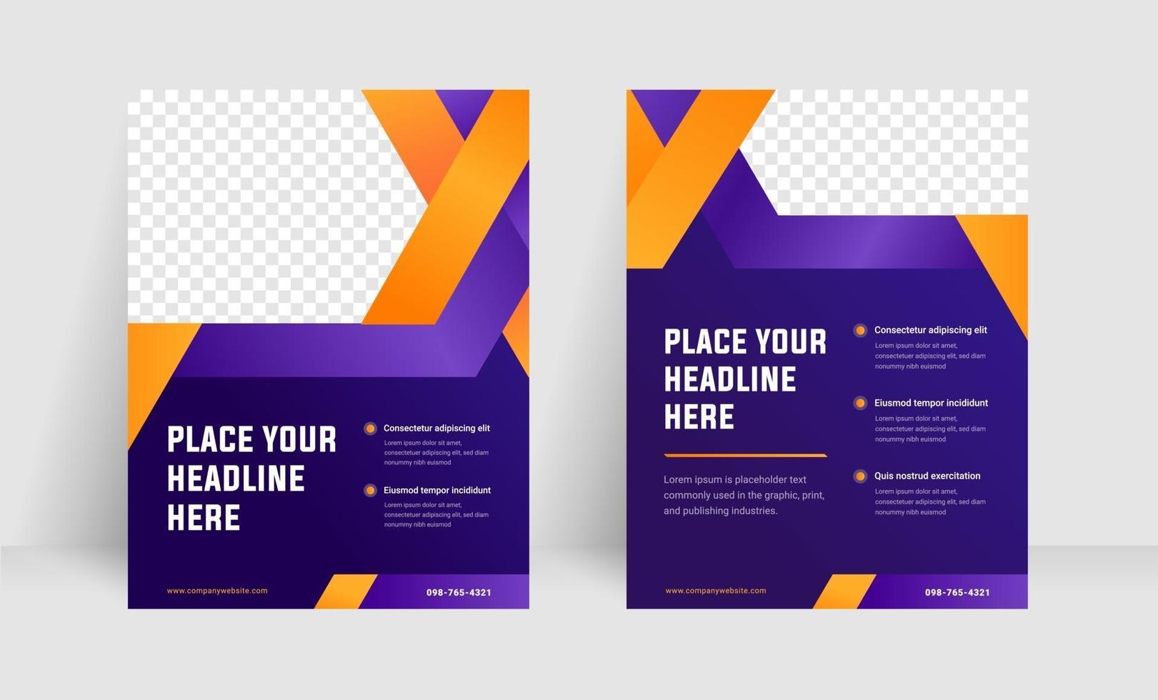 Gradient Purple color with Gradient Orange accent flyer template vector