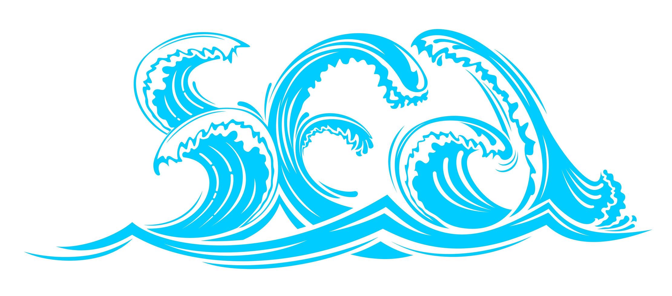 Artistic lettering word sea in blue waves vector