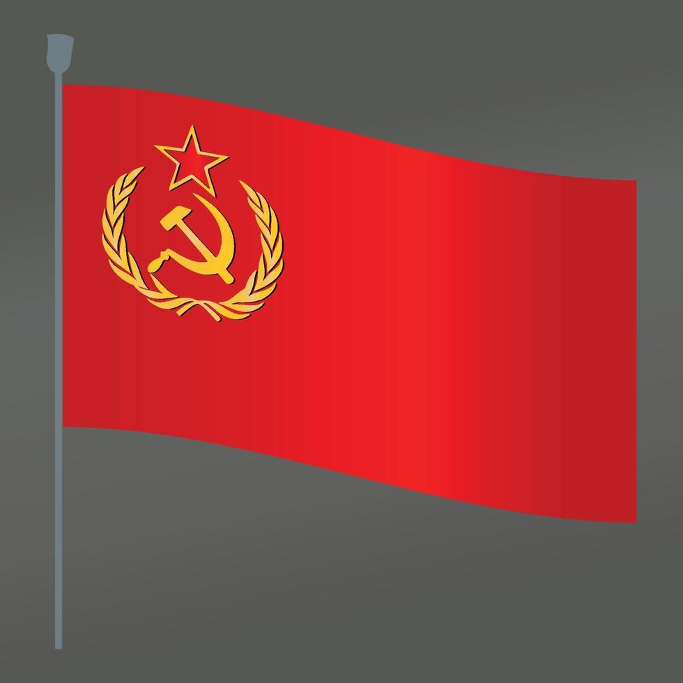 Soviet Union USSR flag and pole symbol flat vector with gradient color