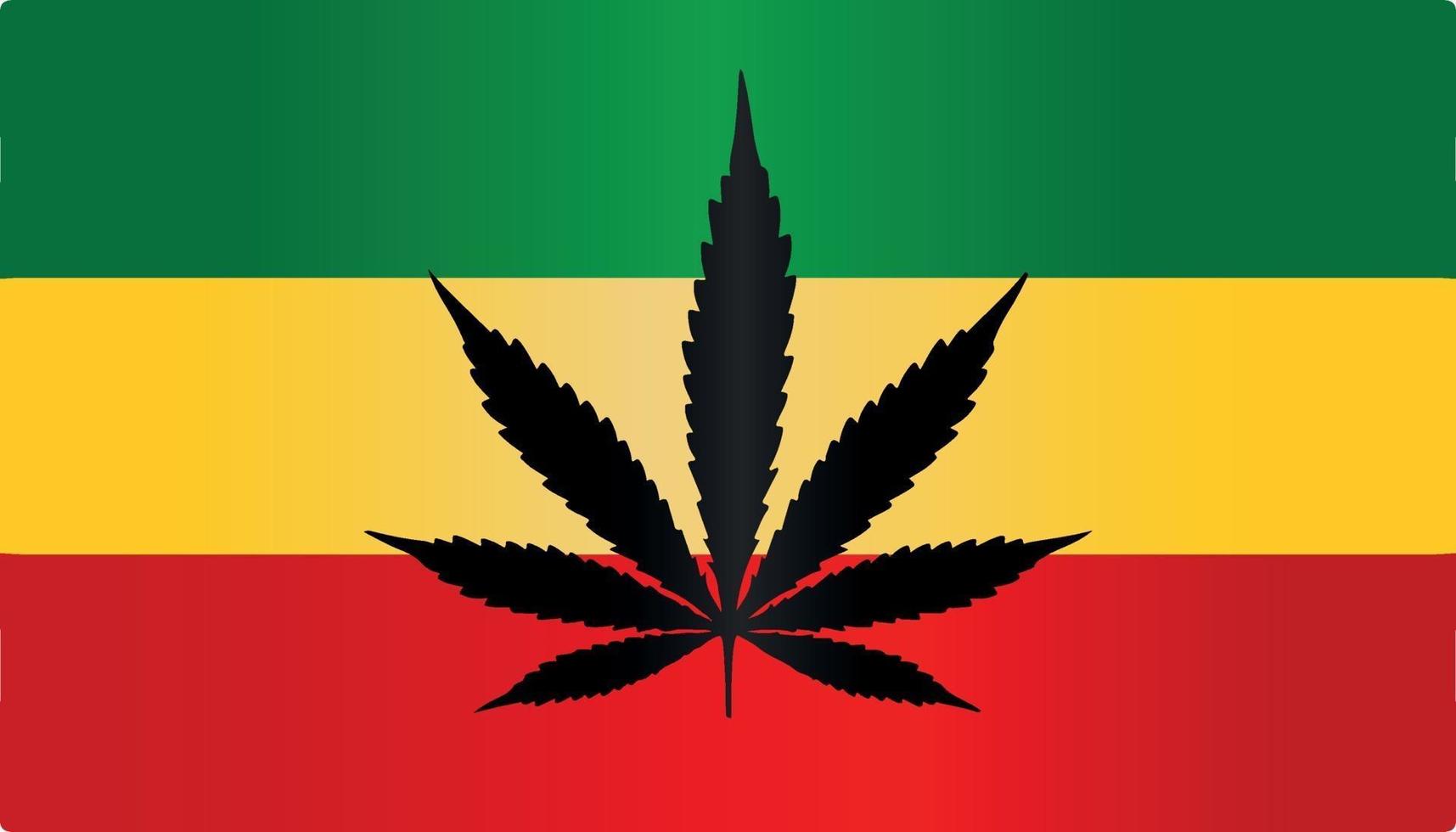 rasta reggae marijuana flag symbol flat vector gradient color