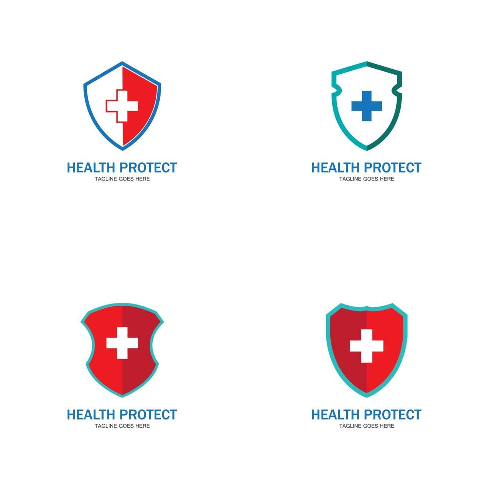 health protection with shield logo design vector template