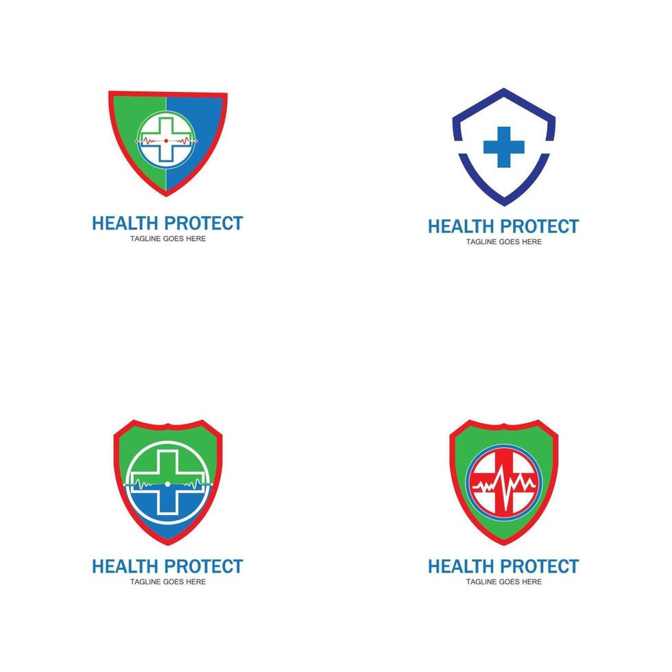 health protection with shield logo design vector template