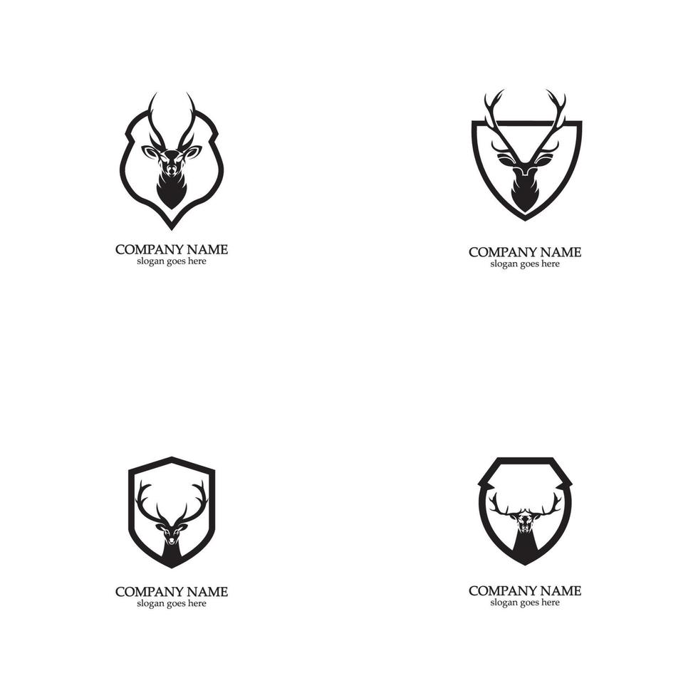 Deer hunter with shield logo design vector