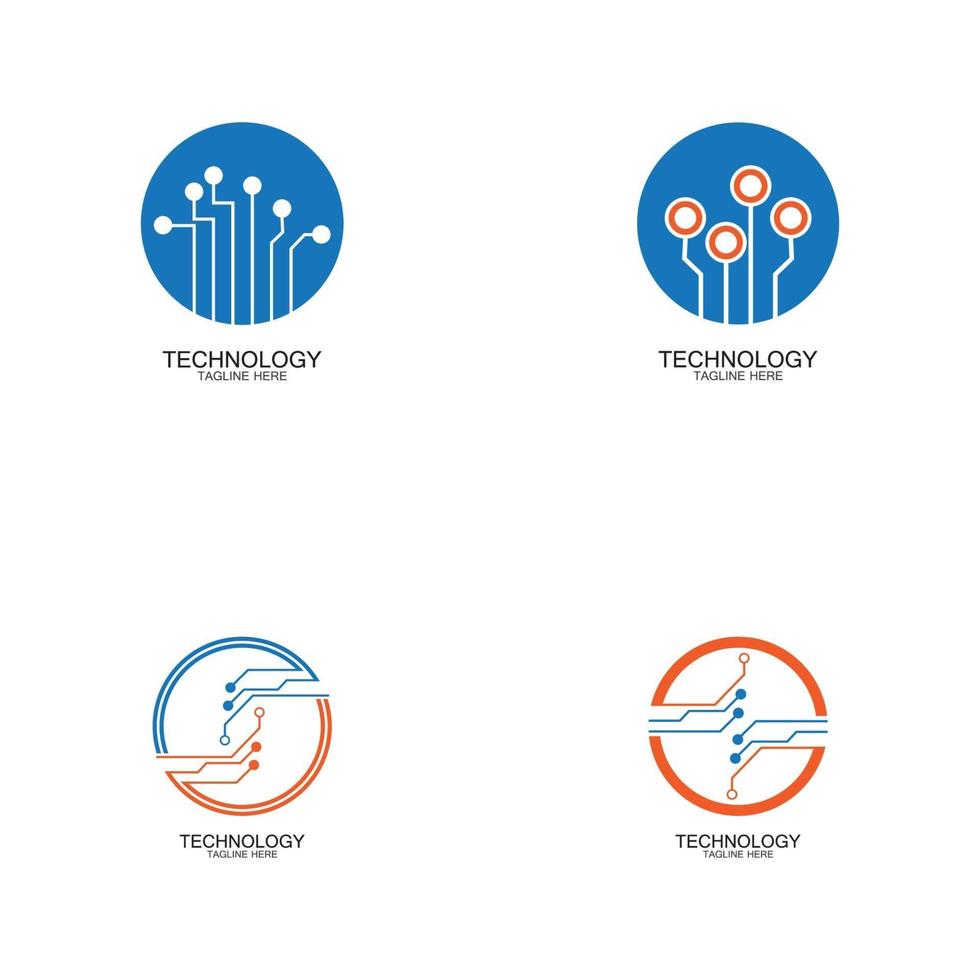 circuit technology logo vector template-vector