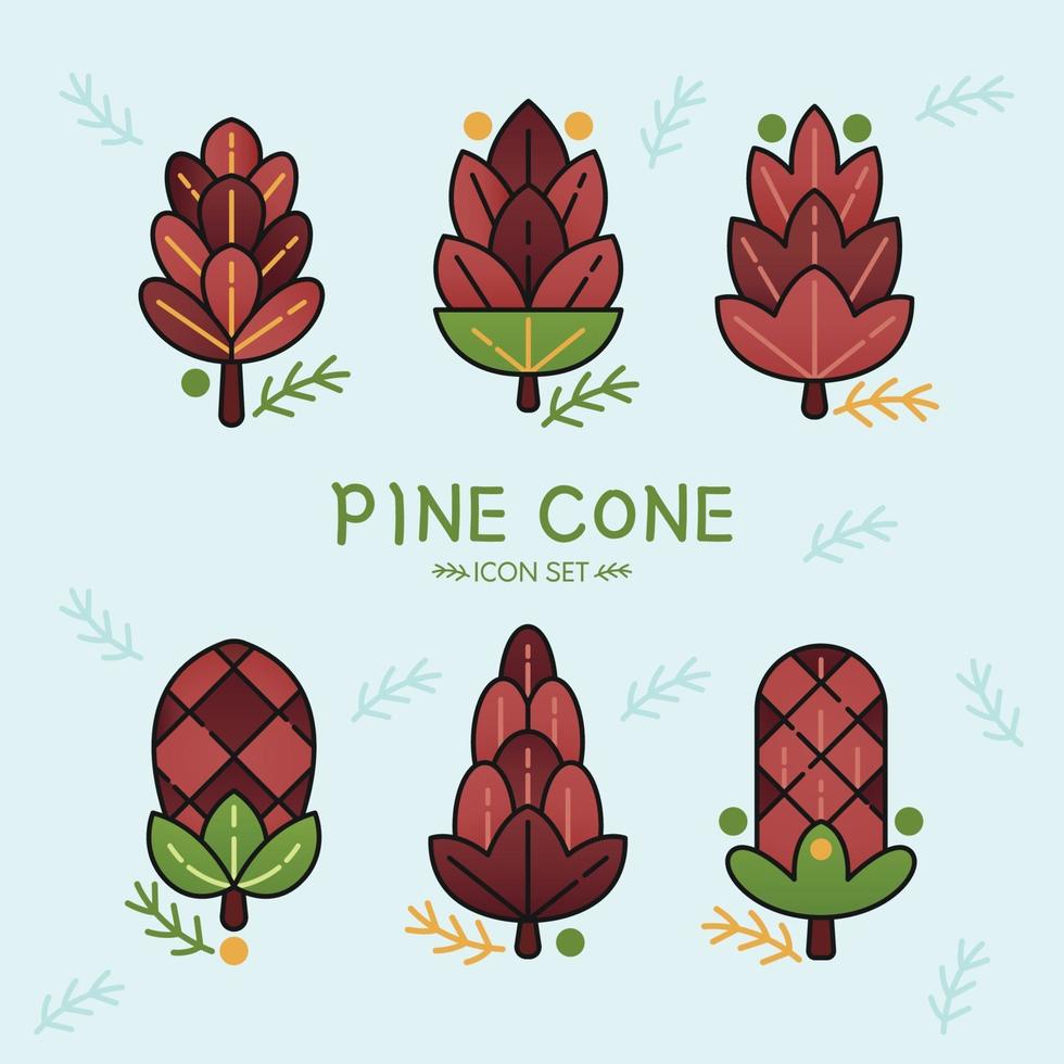 Pine Cone Icon Set vector