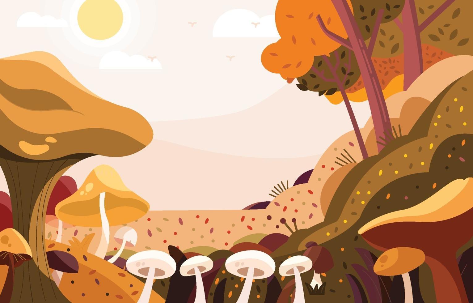 Mushrooms in the Forest Background vector